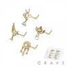 8PCS OF ASSORTED CZ DANGLE 316L SURGICAL STEEL L-SHAPE NOSE STUD BOX
